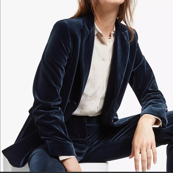 J. Crew Jackets & Blazers - {J.Crew} Navy 100% Cotton Velvet Blazer  XS